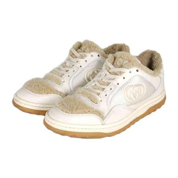 Gucci Women's Mac80 US6/36 Calfskin OffWhite Merino Wool Interlocking G sneakers - Picture 1 of 16